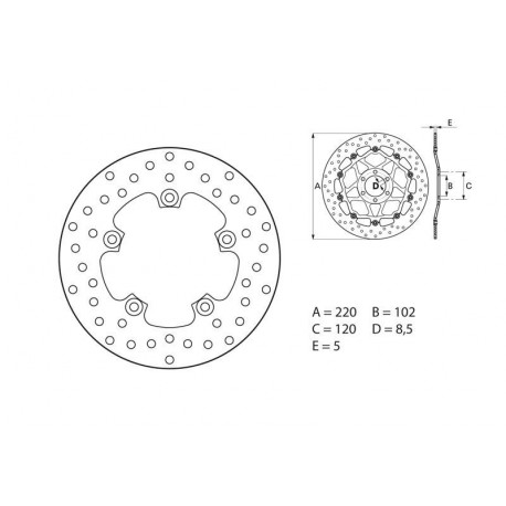 Disque de frein arrière BREMBO Oro rond fixe Aprilia RSV4 09/16