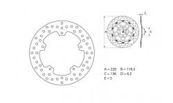 BMW S1000R/RR Disque de frein arrière BREMBO Oro rond fixe