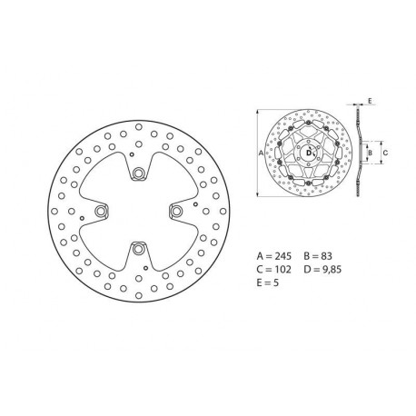 Ducati 1199 Disque de frein arrière BREMBO Oro rond fixe