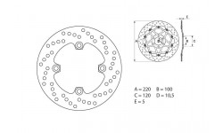 Kawasaki ZX6R/636 Disque de frein arrière BREMBO Oro rond fixe