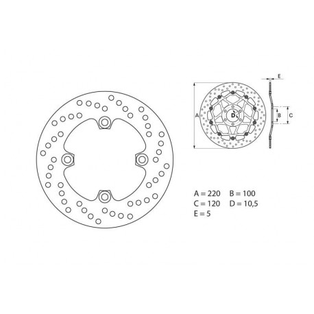 Kawasaki ZX6R/636 Disque de frein arrière BREMBO Oro rond fixe