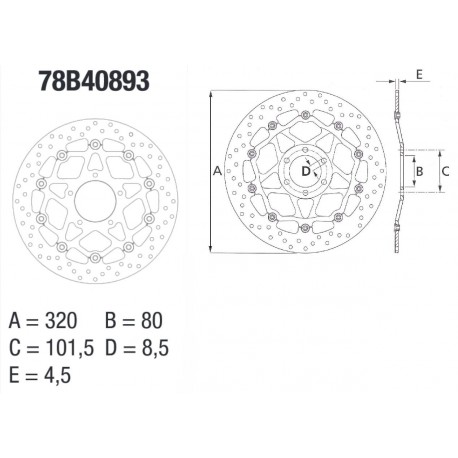 MV AGUSTA 675 F3 Disque de frein avant BREMBO Oro rond flottant