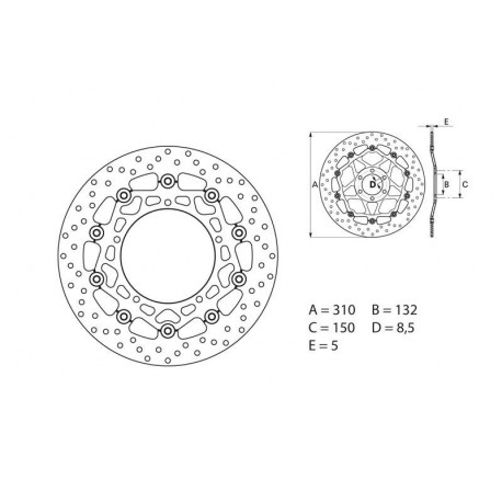 Yamaha R6 Disque de frein avant BREMBO Oro rond flottant