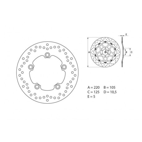 Yamaha R6 Disque de frein arrière BREMBO Oro rond fixe