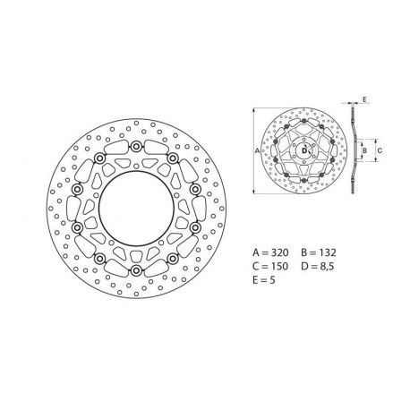 Yamaha R1 17/20 Disque de frein avant BREMBO Oro rond flottant