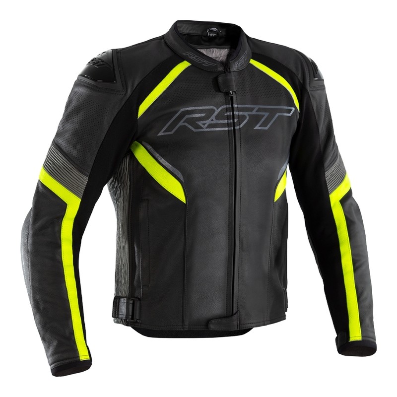 Veste RST Sabre Airbag cuir noir/jaune fluo